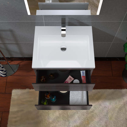 Woodbridge New Jersey Style 24" Gray Oak Vanity Base and White Resin Composite Vanity Top With Integrated Sink