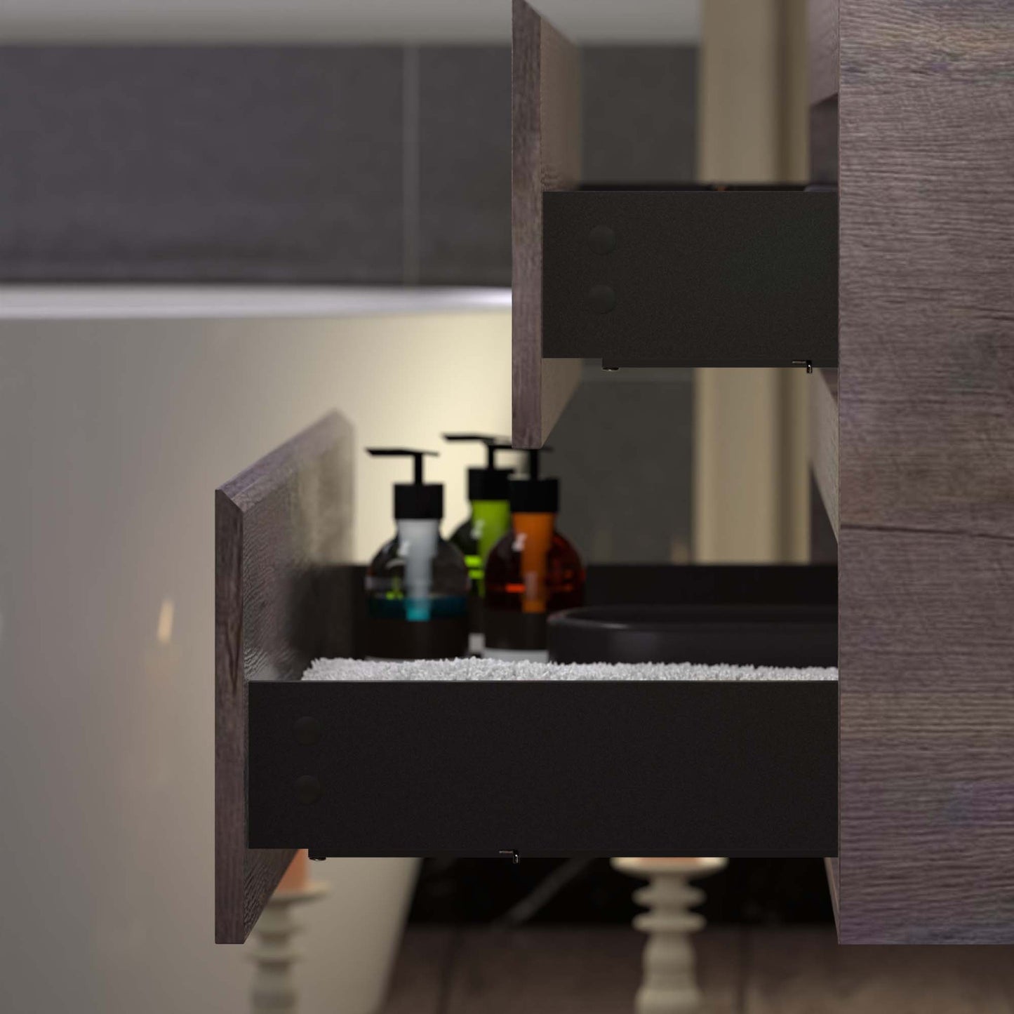 Woodbridge New Jersey Style 24" Rose Wood Vanity Base and Black Quartz Sand Composite Vanity Top With Integrated Sink