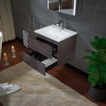 Woodbridge New Jersey Style 24" Rose Wood Vanity Base and White Resin Composite Vanity Top With Integrated Sink