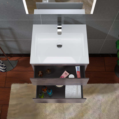 Woodbridge New Jersey Style 24" Rose Wood Vanity Base and White Resin Composite Vanity Top With Integrated Sink
