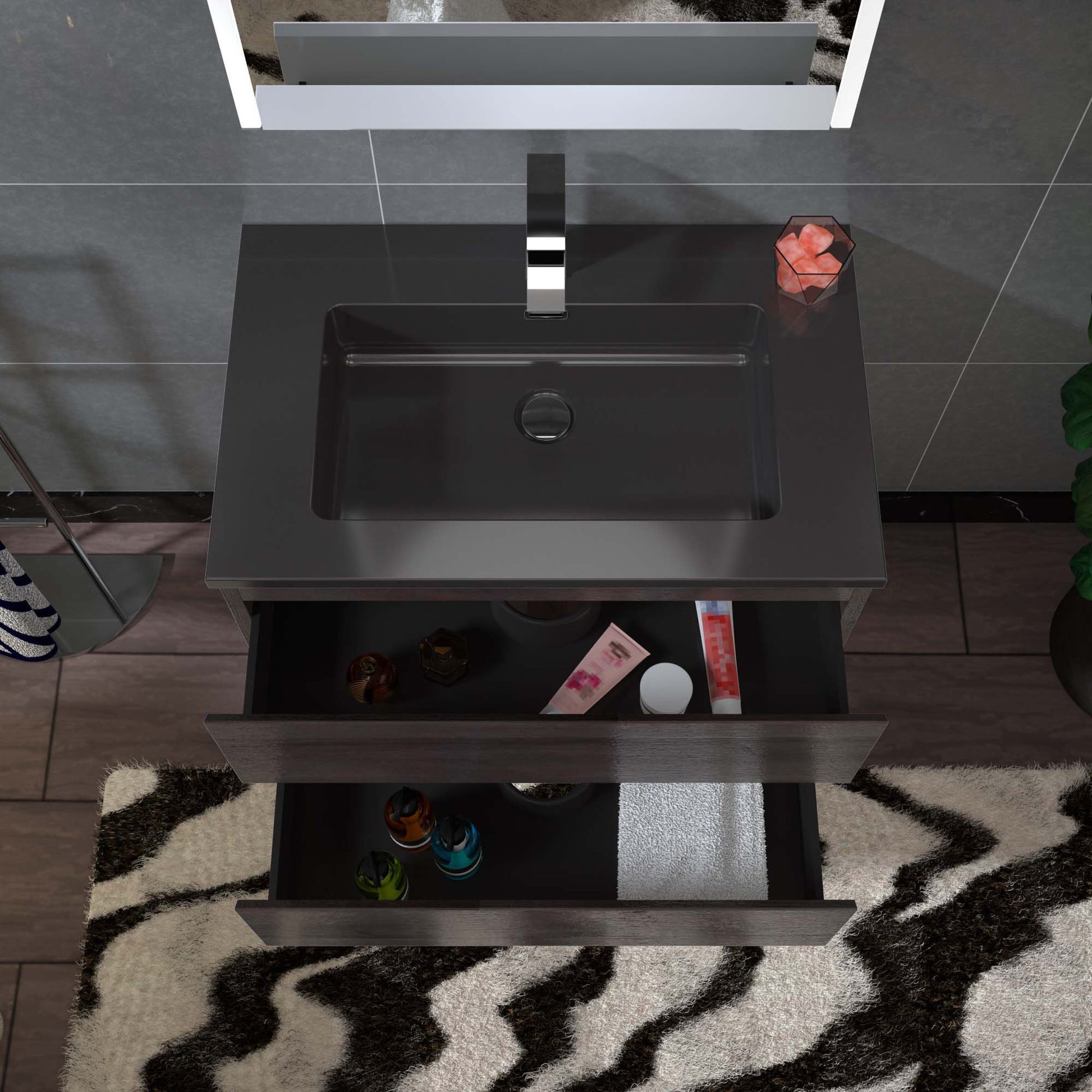 Woodbridge New Jersey Style 30" Gray Oak Vanity Base and Quartz Sand Composite Vanity Top With Integrated Sink