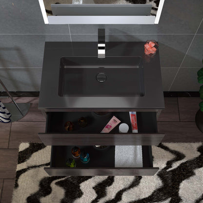 Woodbridge New Jersey Style 30" Gray Oak Vanity Base and Quartz Sand Composite Vanity Top With Integrated Sink