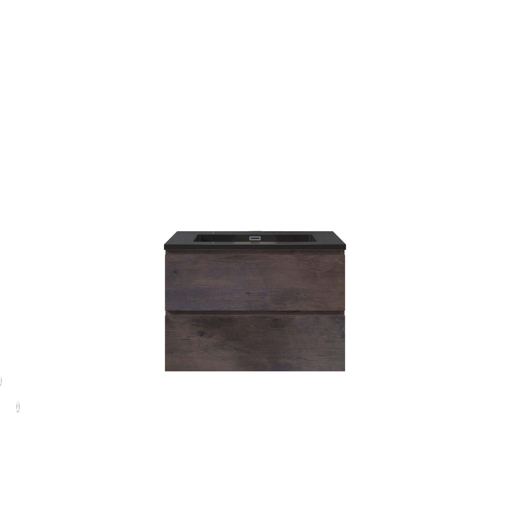 Woodbridge New Jersey Style 30" Rose Wood Vanity Base and Black Quartz Sand Composite Vanity Top With Integrated Sink