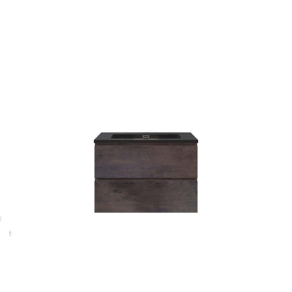 Woodbridge New Jersey Style 30" Rose Wood Vanity Base and Black Quartz Sand Composite Vanity Top With Integrated Sink
