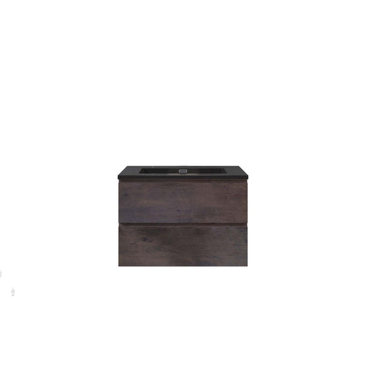 Woodbridge New Jersey Style 30" Rose Wood Vanity Base and Black Quartz Sand Composite Vanity Top With Integrated Sink