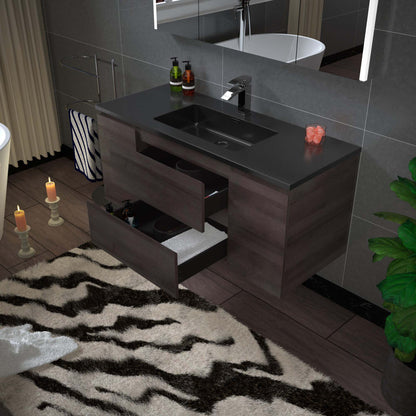 Woodbridge New Jersey Style 48" Gray Oak Vanity Base and Quartz Sand Composite Vanity Top With Integrated Sink