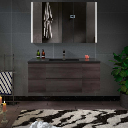 Woodbridge New Jersey Style 48" Gray Oak Vanity Base and Quartz Sand Composite Vanity Top With Integrated Sink