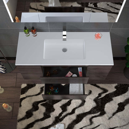 Woodbridge New Jersey Style 48" Gray Oak Vanity Base and White Resin Composite Vanity Top With Integrated Sink