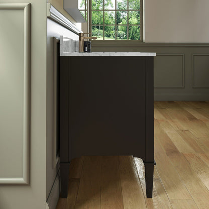 Woodbridge Roma 48" Espresso Solid Wood Vanity Base With Gold Hardware and Carrara Marble Top With Pre-Drilled Hole for Single Hole Faucet