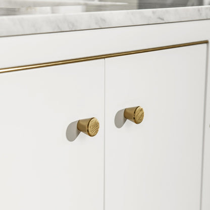 Woodbridge Roma 48" White Solid Wood Vanity Base With Gold Hardware and Carrara Marble Top With 3 Pre-Drilled Holes