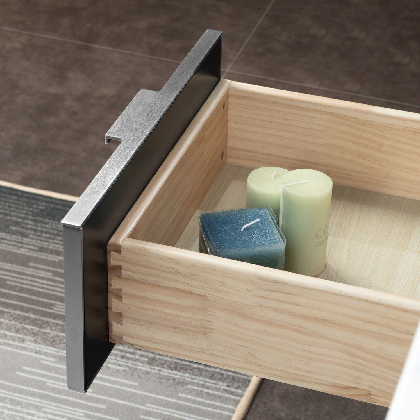 Woodbridge Venice 37" Gray and Brushed Nickel Trim Solid Wood Vanity Base and Dark Gray Engineered Stone Composite Top With 3 Pre-drilled Holes for 8" Widespread Faucet
