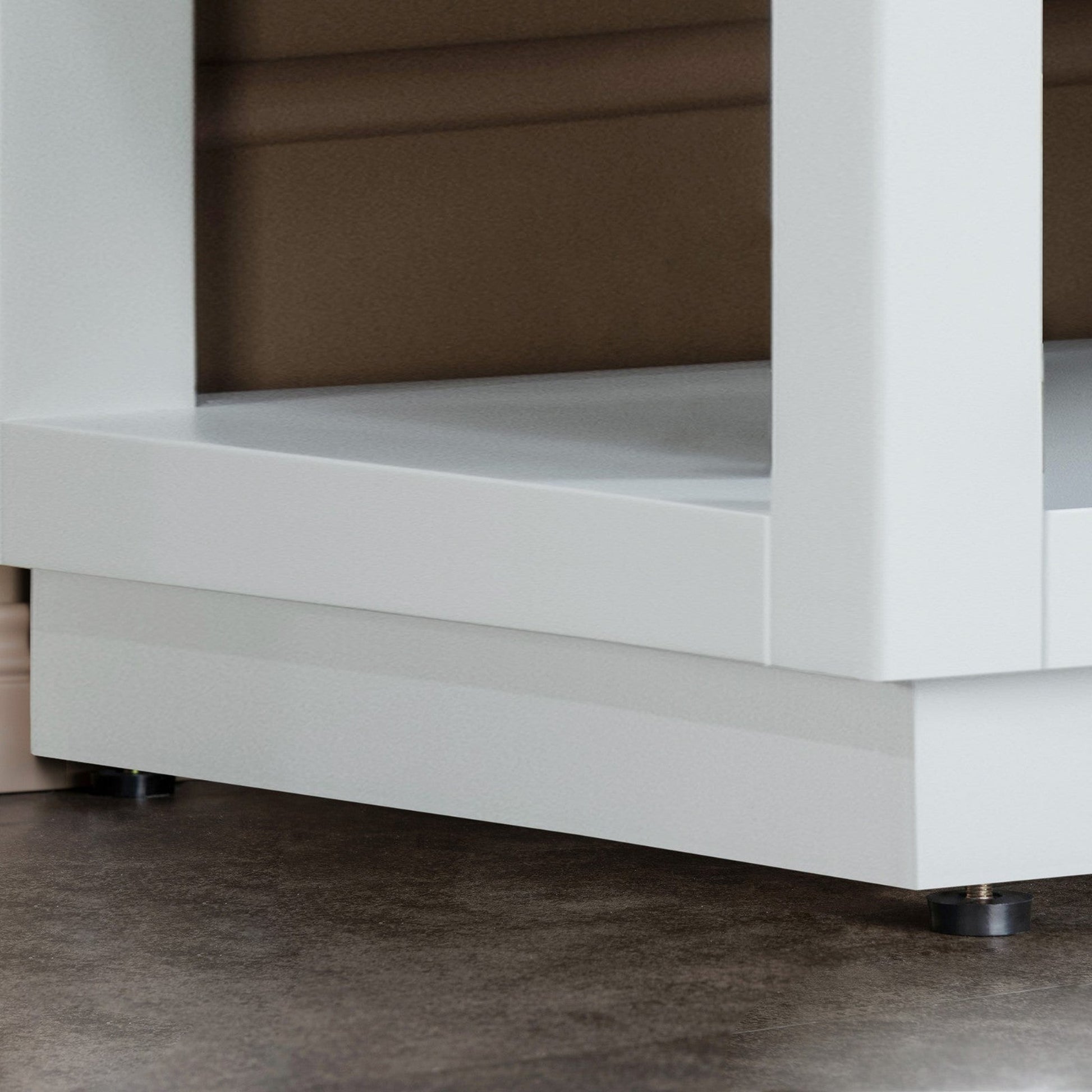 Woodbridge Venice 43" White and Brushed Nickel Trim Solid Wood Vanity Base and Carrara Marble Top With Pre-Drilled Single Hole Faucet
