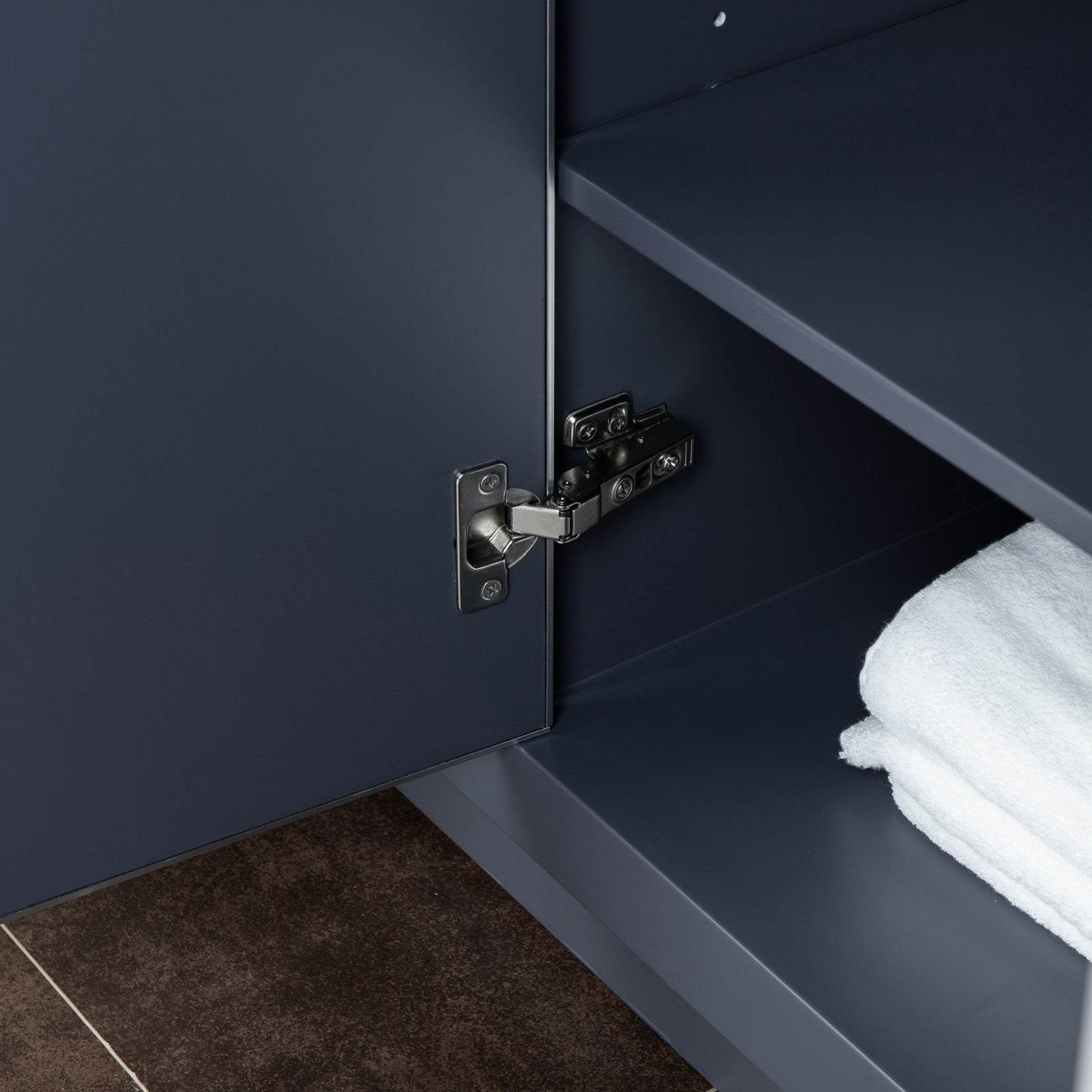 Woodbridge Venice 48" Gray and Brushed Nickel Trim Solid Wood Vanity Base and Carrara Marble Top With Pre-Drilled Single Hole Faucet