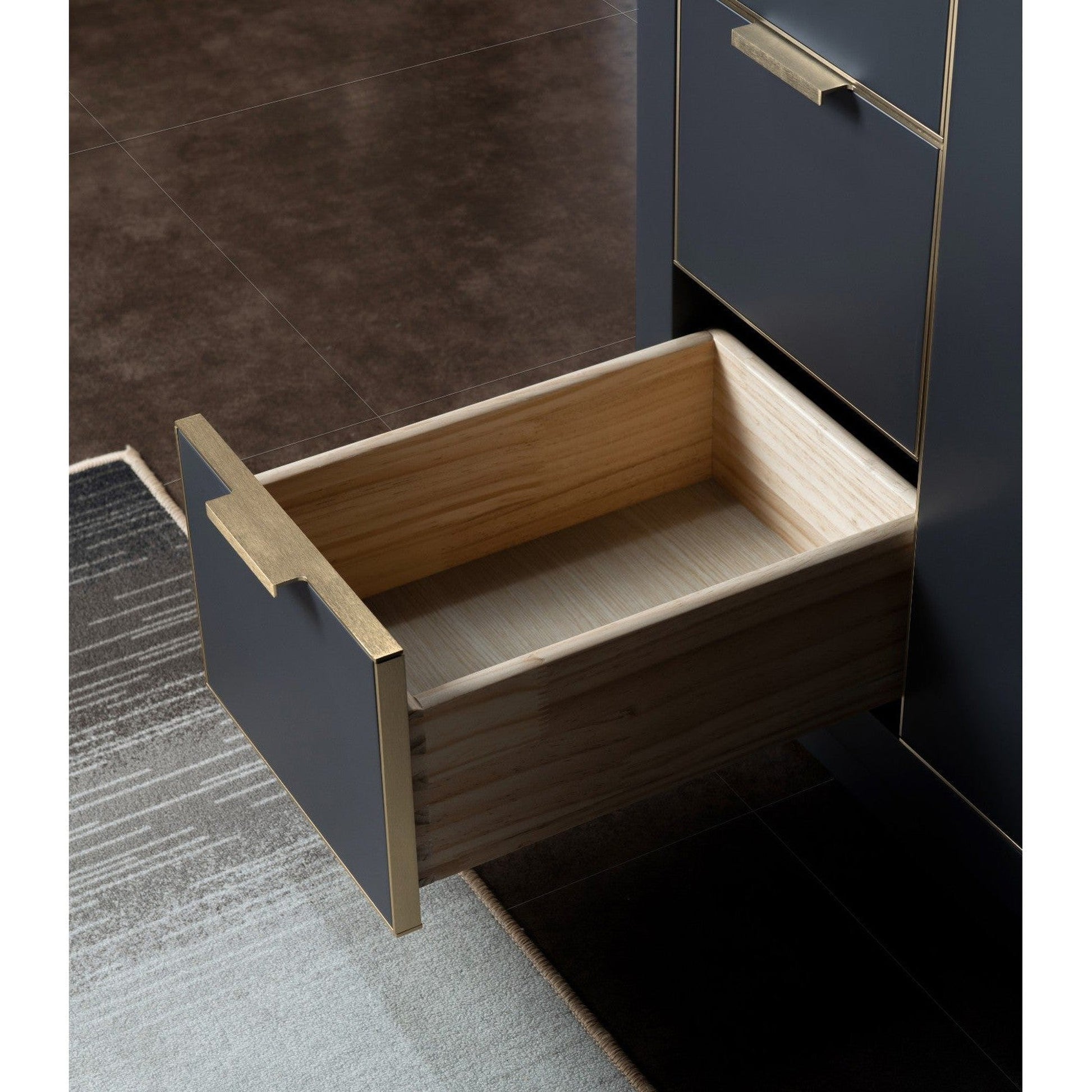 Woodbridge Venice 48" Gray and Gold Trim Solid Wood Vanity Base and Carrara White Engineered Stone Top With 3 Pre-drilled Holes for 8" Widespread Faucet