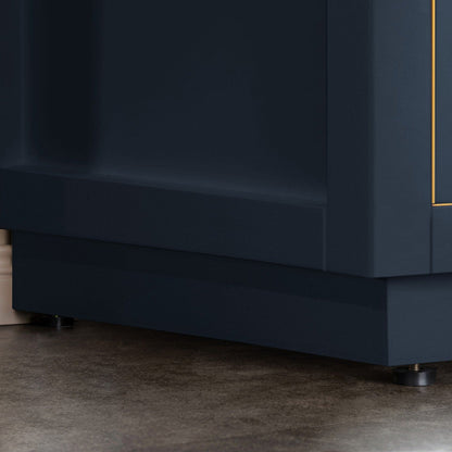 Woodbridge Venice 48" Gray and Gold Trim Solid Wood Vanity Base and Dark Gray Engineered Stone Composite Top With 3 Pre-Drilled Holes for 4" Centerset Faucet