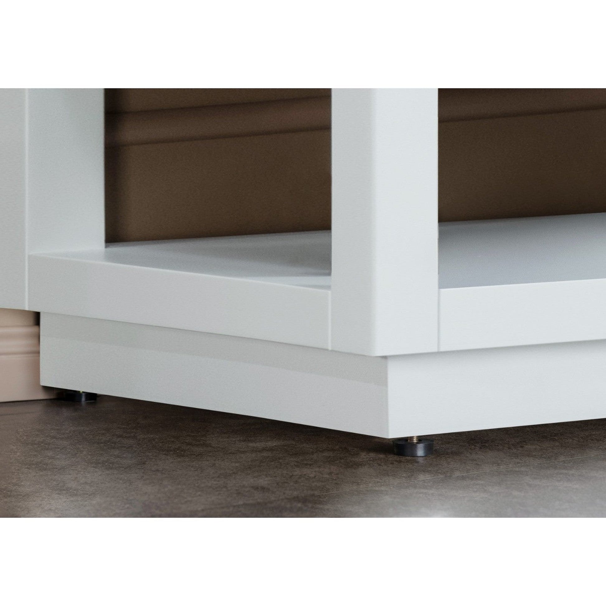 Woodbridge Venice 48" White and Brushed Nickel Trim Solid Wood Vanity Base and Carrara Marble Top With Pre-Drilled Single Hole Faucet