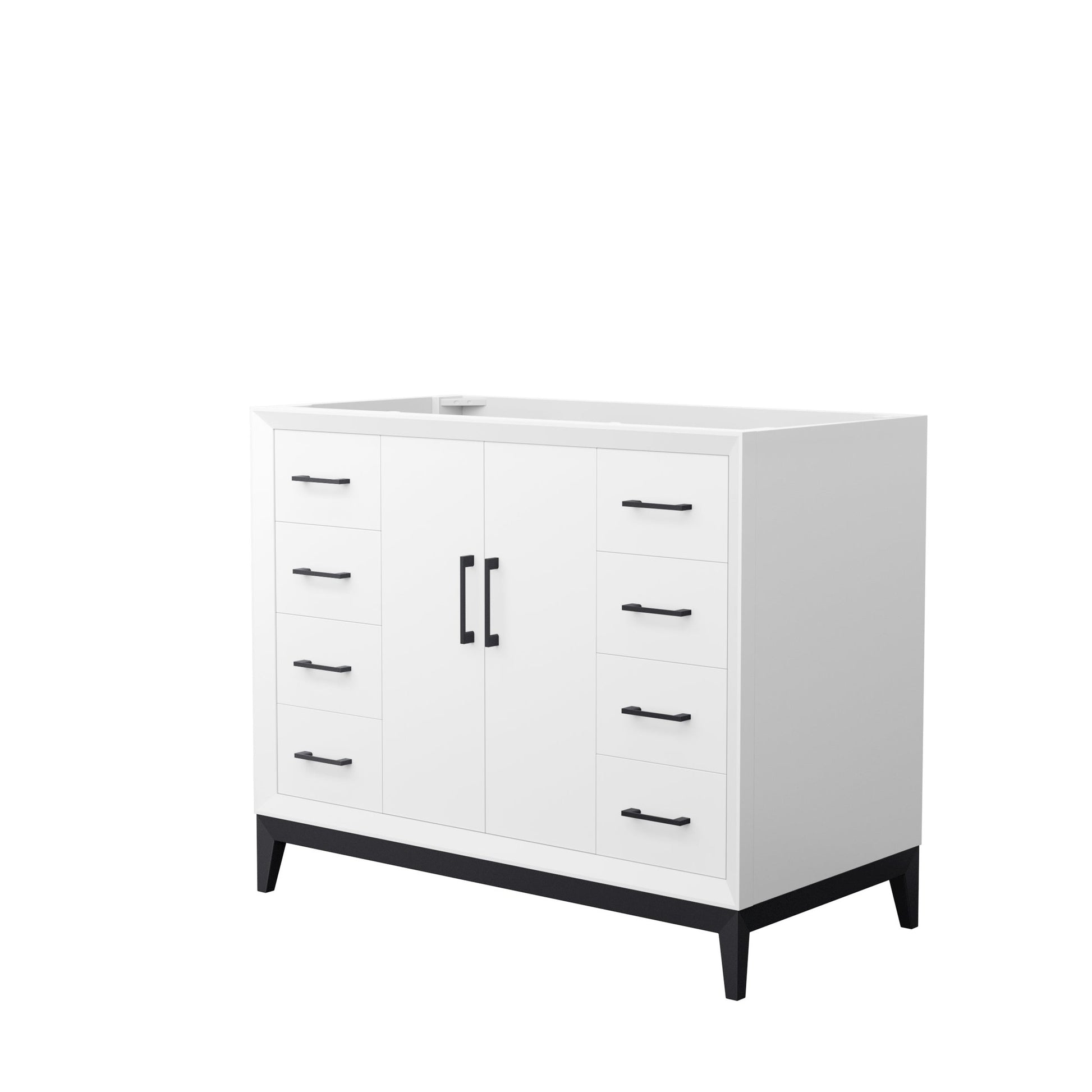 Wyndham Collection Amici 42" Single Bathroom Vanity in White, No Countertop, No Sink, Matte Black Trim