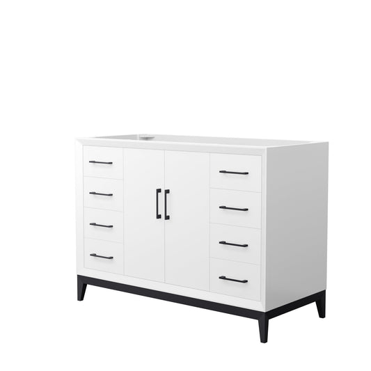 Wyndham Collection Amici 48" Single Bathroom Vanity in White, No Countertop, No Sink, Matte Black Trim