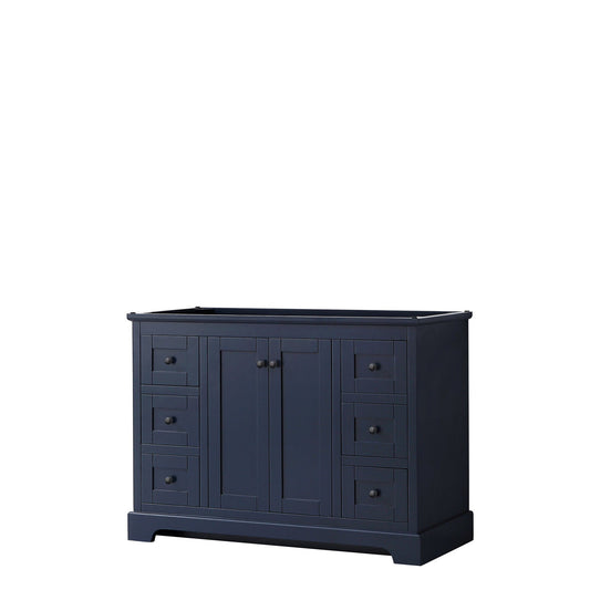Wyndham Collection Avery 48" Single Bathroom Vanity in Dark Blue, No Countertop, No Sink, Matte Black Trim
