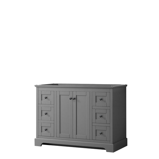 Wyndham Collection Avery 48" Single Bathroom Vanity in Dark Gray, No Countertop, No Sink, Matte Black Trim