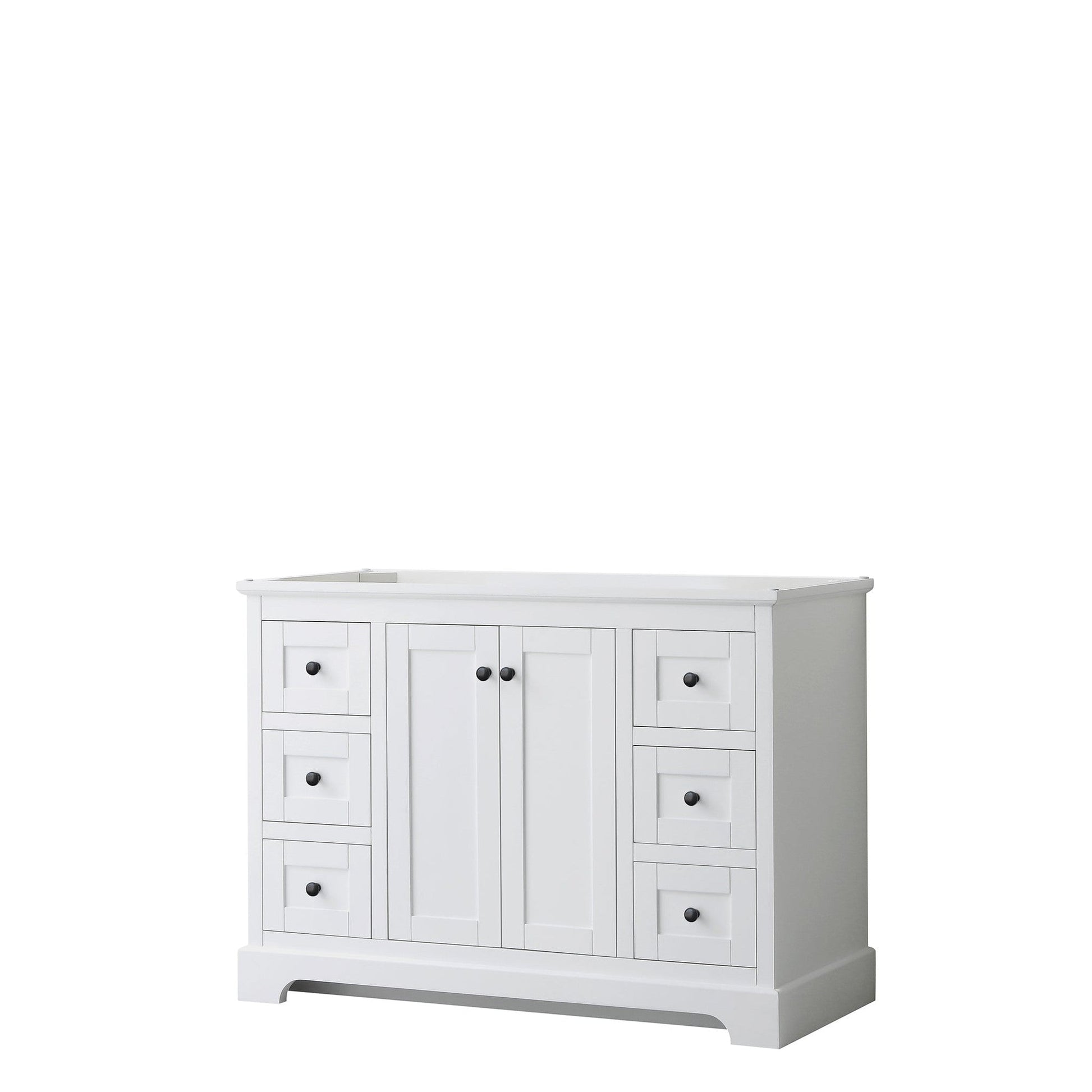 Wyndham Collection Avery 48" Single Bathroom Vanity in White, No Countertop, No Sink, Matte Black Trim
