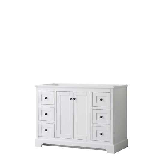 Wyndham Collection Avery 48" Single Bathroom Vanity in White, No Countertop, No Sink, Matte Black Trim