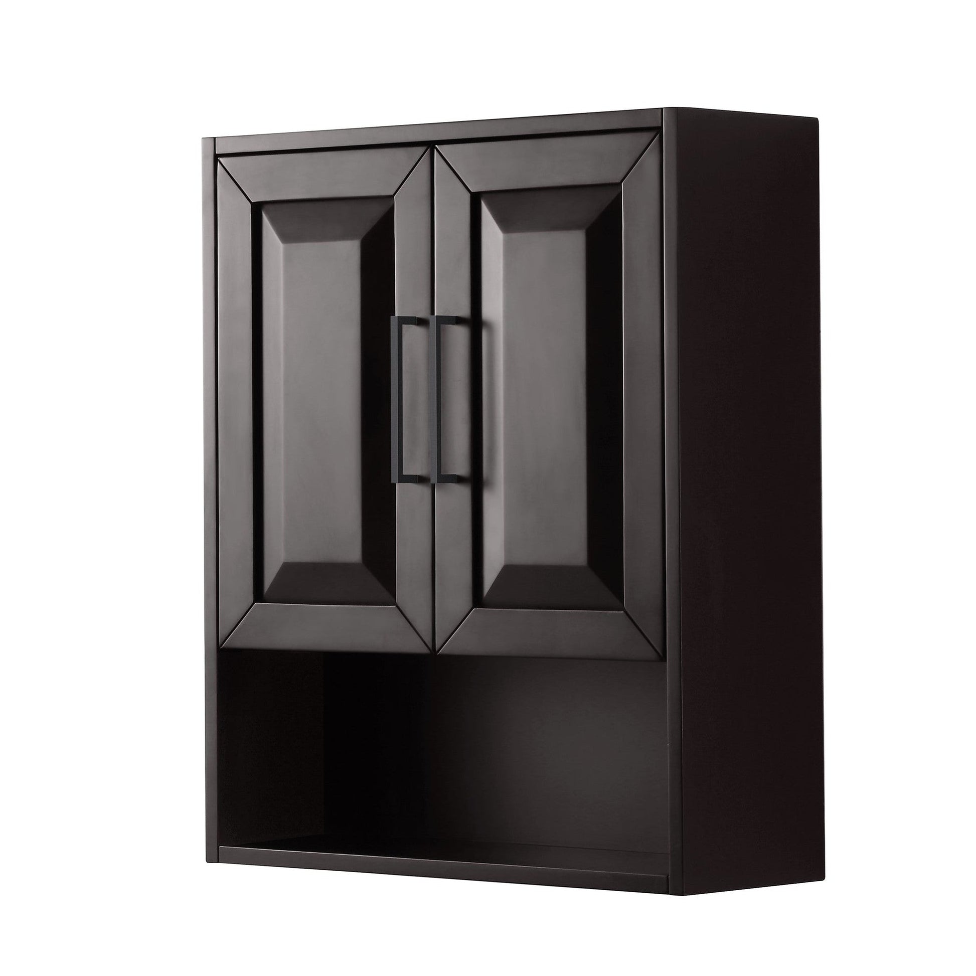 Wyndham Collection Daria 25" Over-the-Toilet Bathroom Wall-Mounted Storage Cabinet in Dark Espresso With Matte Black Trim