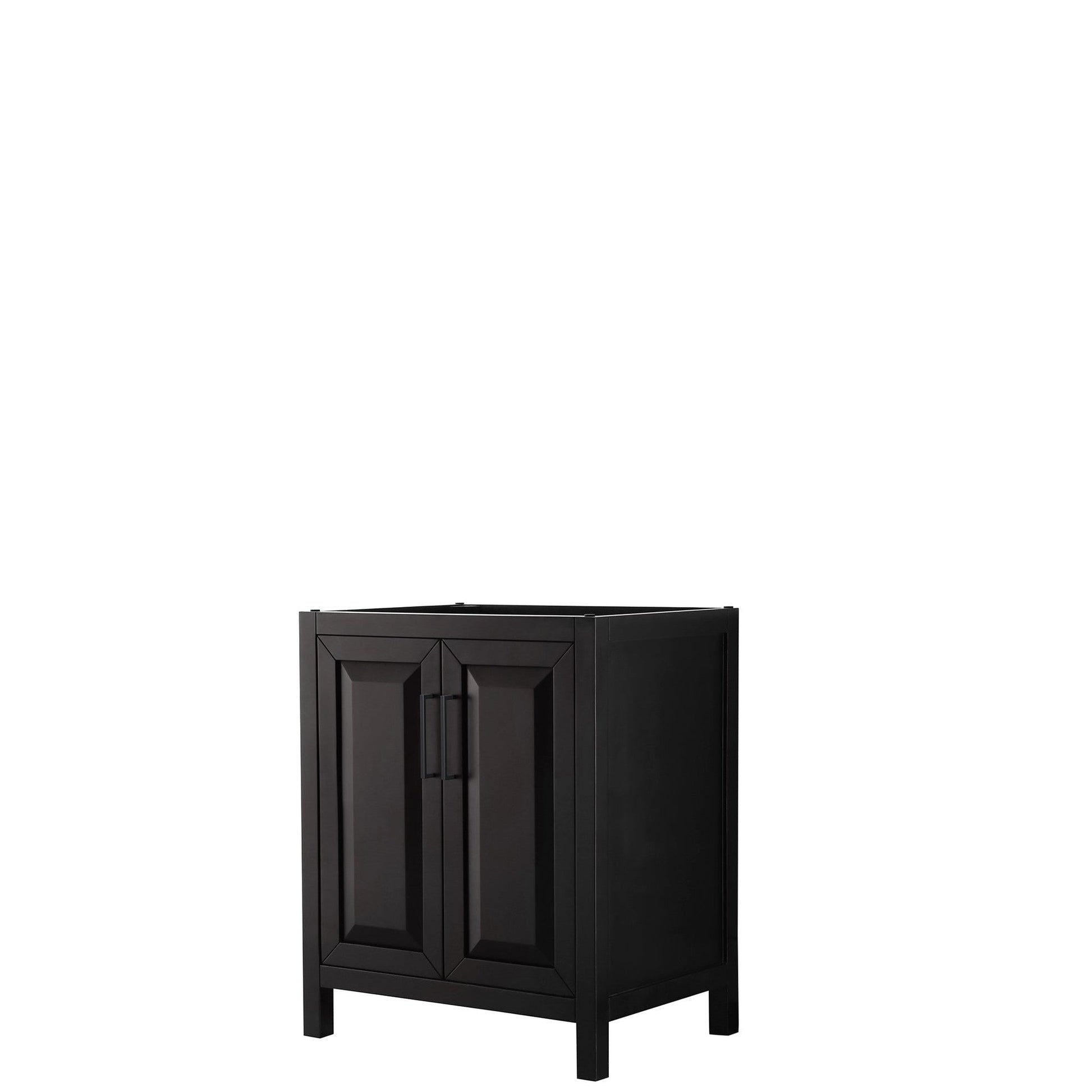 Wyndham Collection Daria 30" Single Bathroom Vanity in Dark Espresso, No Countertop, No Sink, Matte Black Trim
