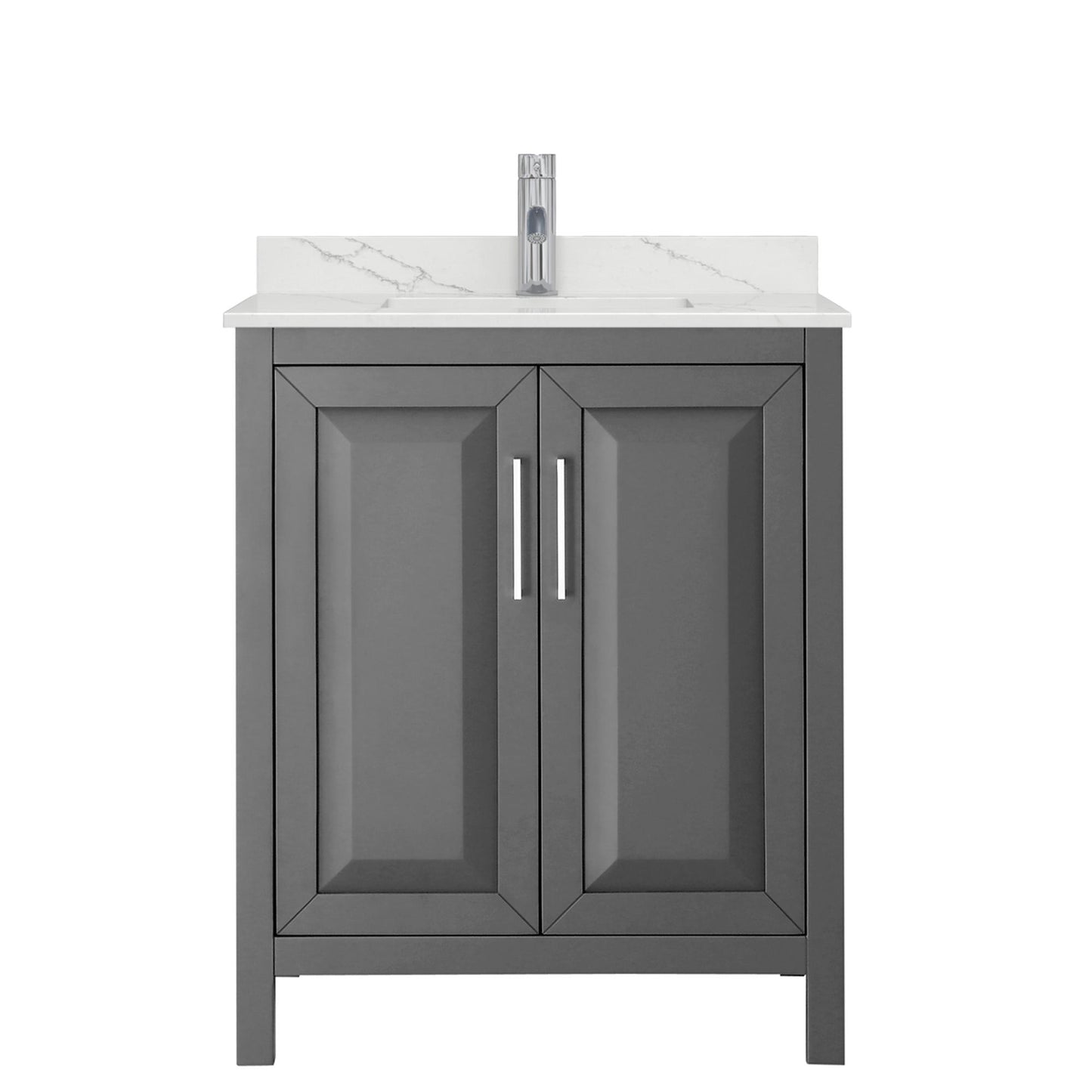 Wyndham Collection Daria 30" Single Bathroom Vanity in Dark Gray, Giotto Quartz Countertop, Undermount Square Sink (1-Hole), Polished Chrome Trim