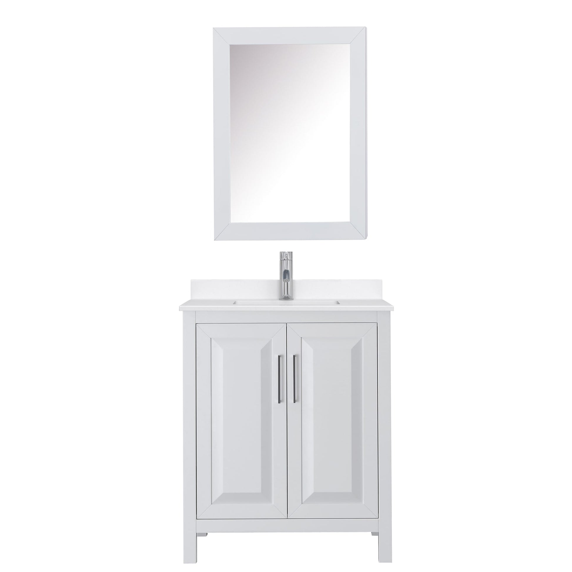Wyndham Collection Daria 30" Single Bathroom Vanity in White, White Quartz Countertop, Undermount Square Sink (1-Hole), Polished Chrome Trim, Medicine Cabinet