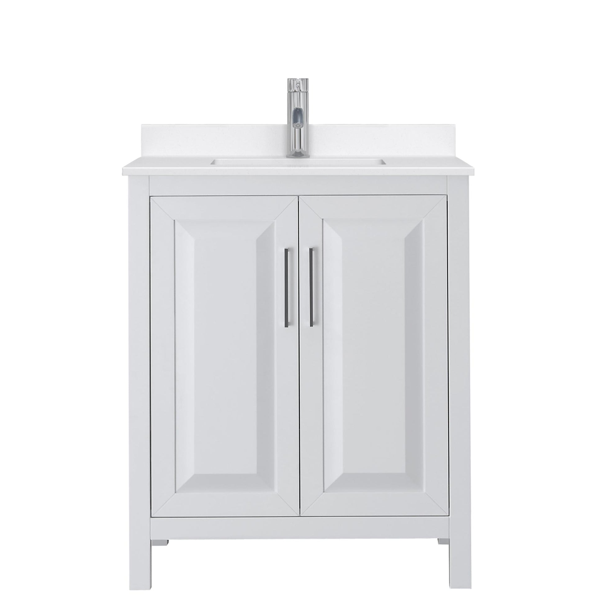 Wyndham Collection Daria 30" Single Bathroom Vanity in White, White Quartz Countertop, Undermount Square Sink (1-Hole), Polished Chrome Trim