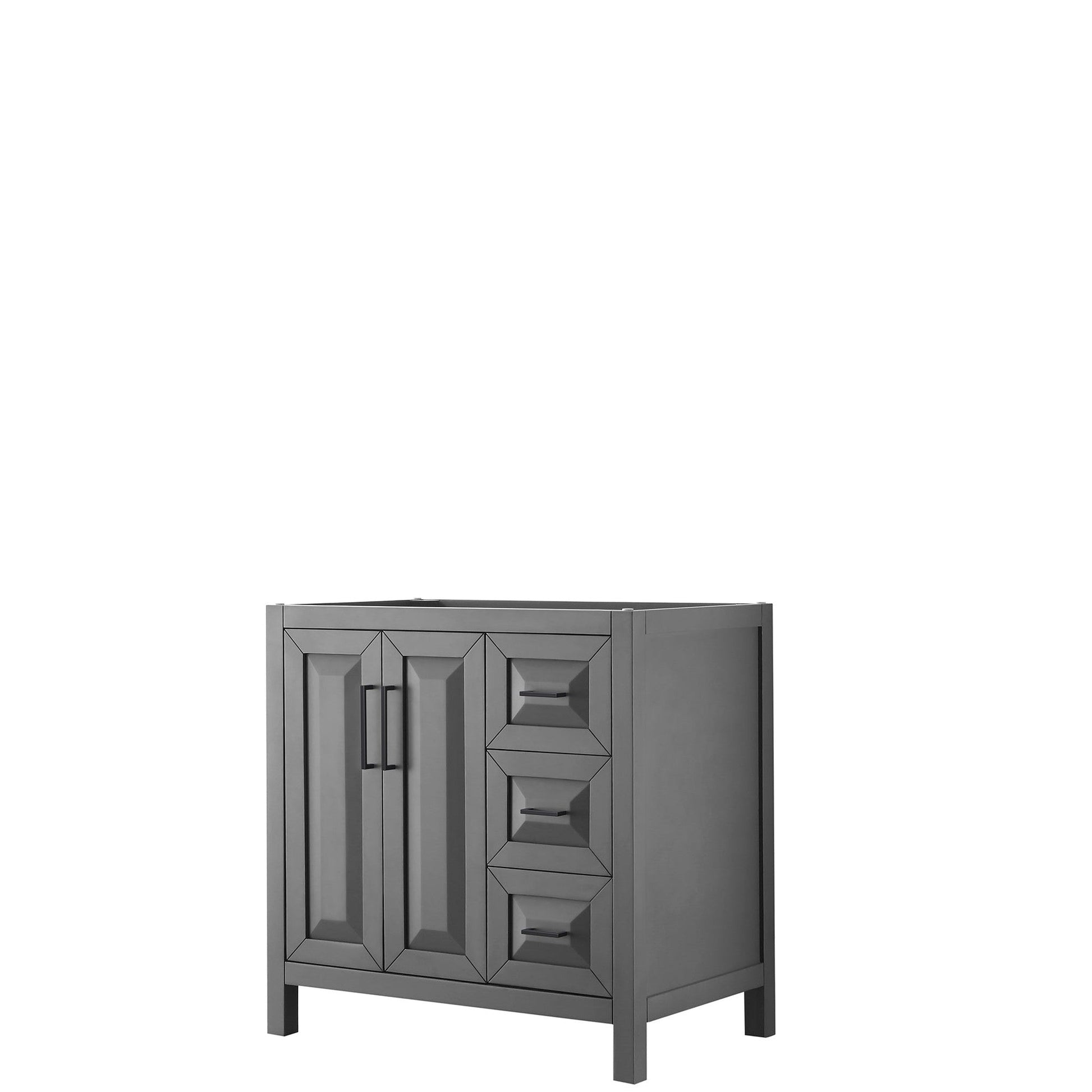 Wyndham Collection Daria 36" Single Bathroom Vanity in Dark Gray, No Countertop, No Sink, Matte Black Trim
