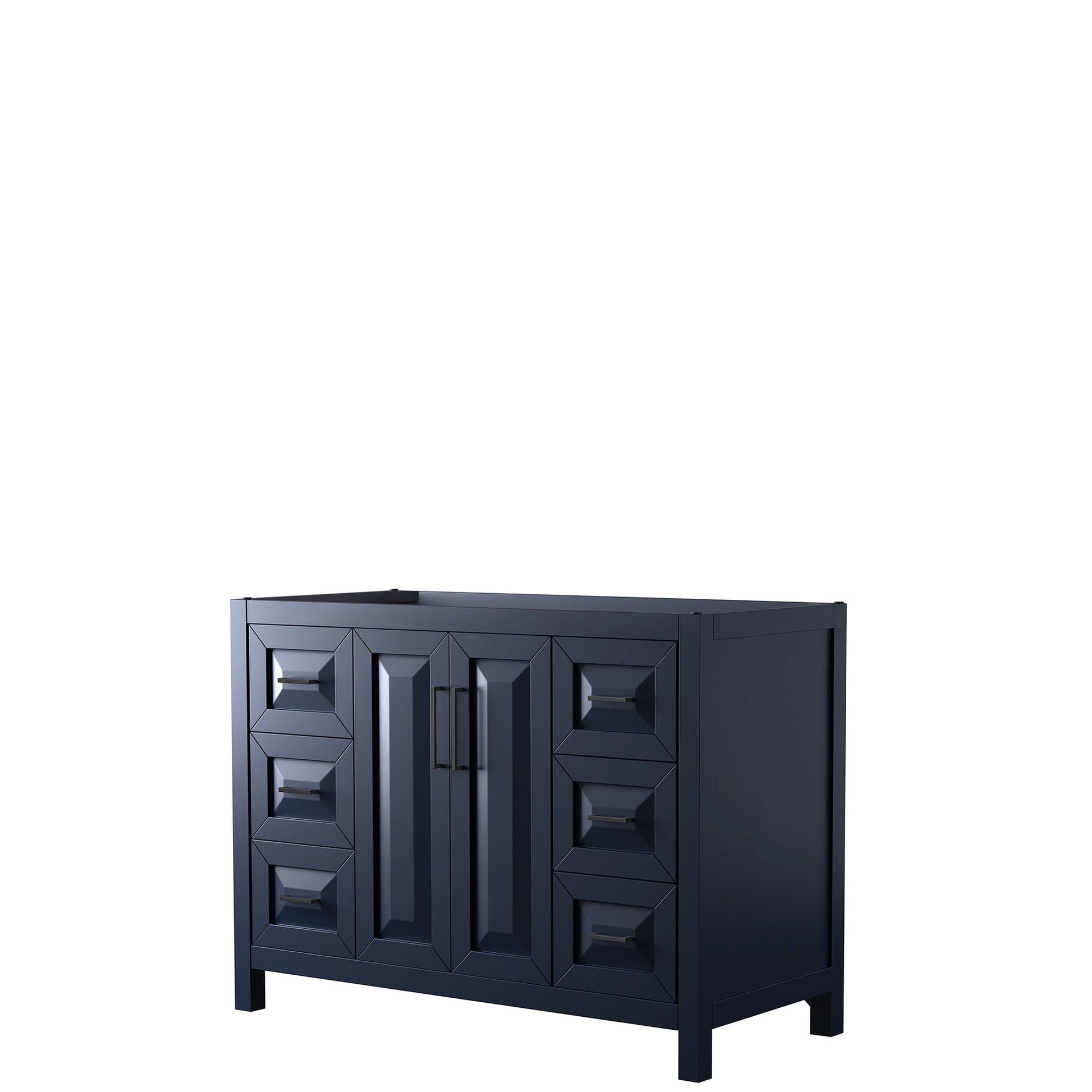 Wyndham Collection Daria 48" Single Bathroom Vanity in Dark Blue, No Countertop, No Sink, Matte Black Trim