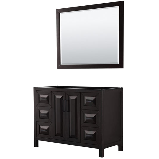Wyndham Collection Daria 48" Single Bathroom Vanity in Dark Espresso, No Countertop, No Sink, Matte Black Trim, 46" Mirror