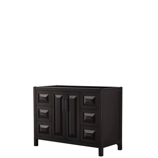 Wyndham Collection Daria 48" Single Bathroom Vanity in Dark Espresso, No Countertop, No Sink, Matte Black Trim