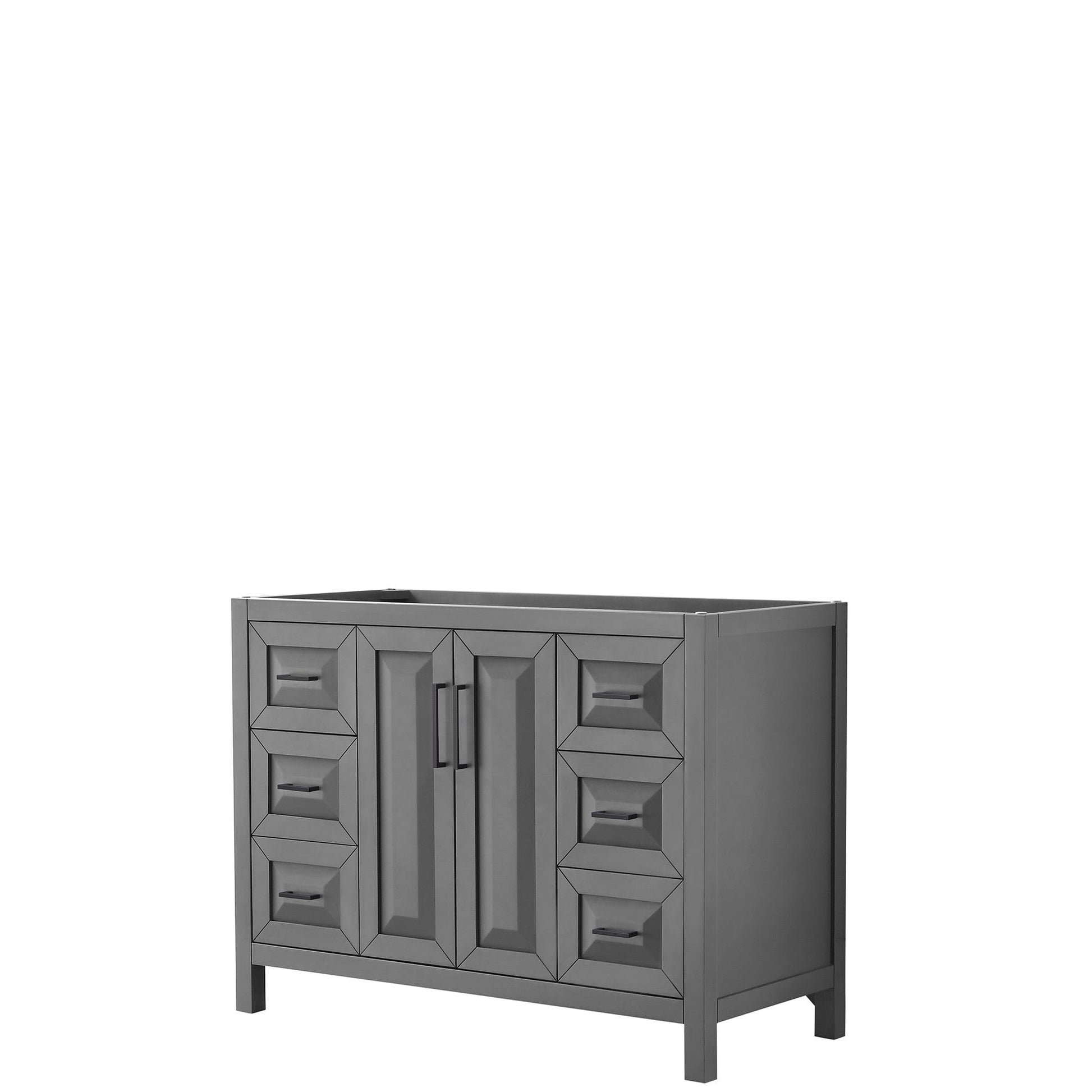 Wyndham Collection Daria 48" Single Bathroom Vanity in Dark Gray, No Countertop, No Sink, Matte Black Trim