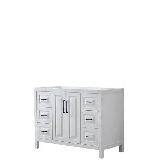 Wyndham Collection Daria 48" Single Bathroom Vanity in White, No Countertop, No Sink, Matte Black Trim