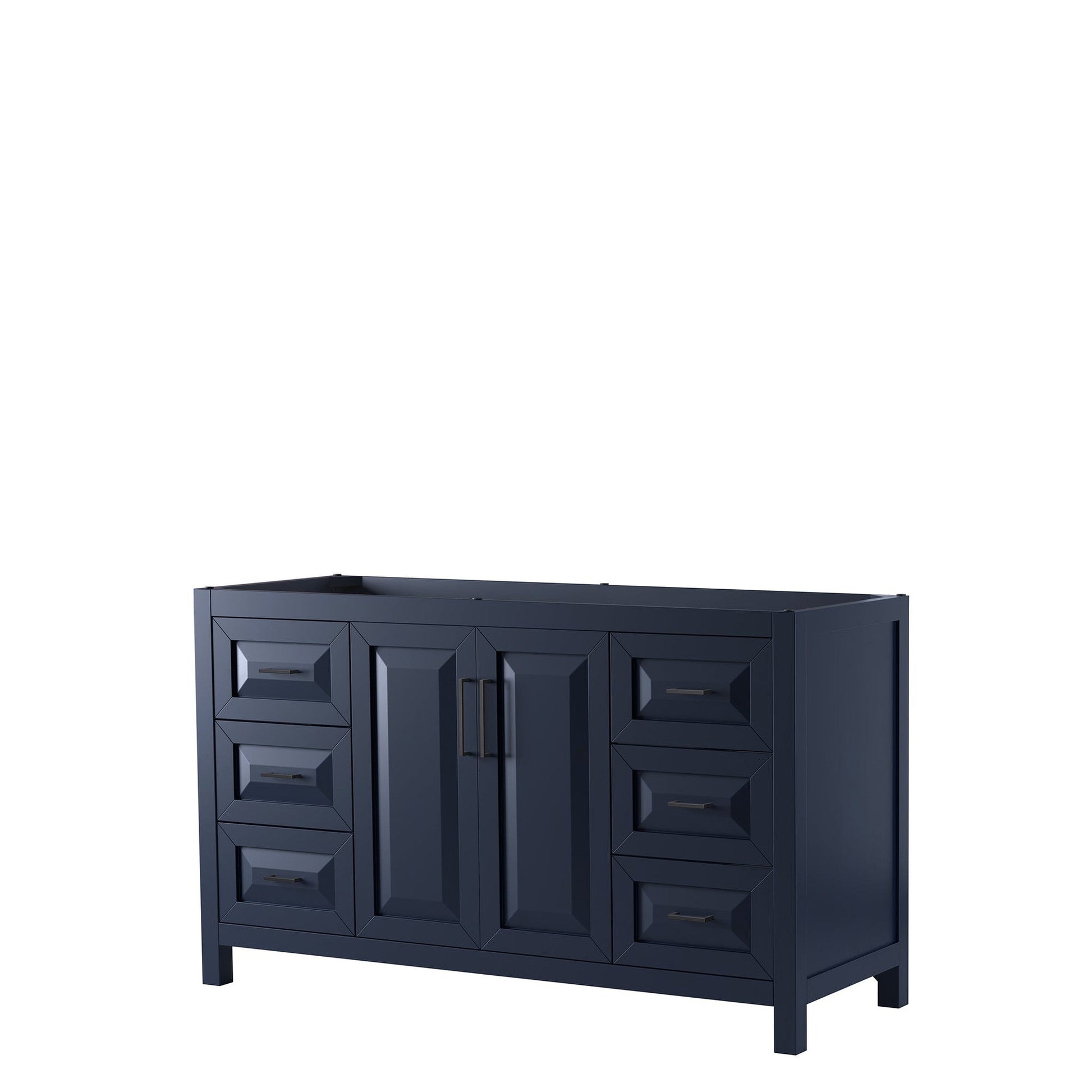 Wyndham Collection Daria 60" Single Bathroom Vanity in Dark Blue, No Countertop, No Sink, Matte Black Trim