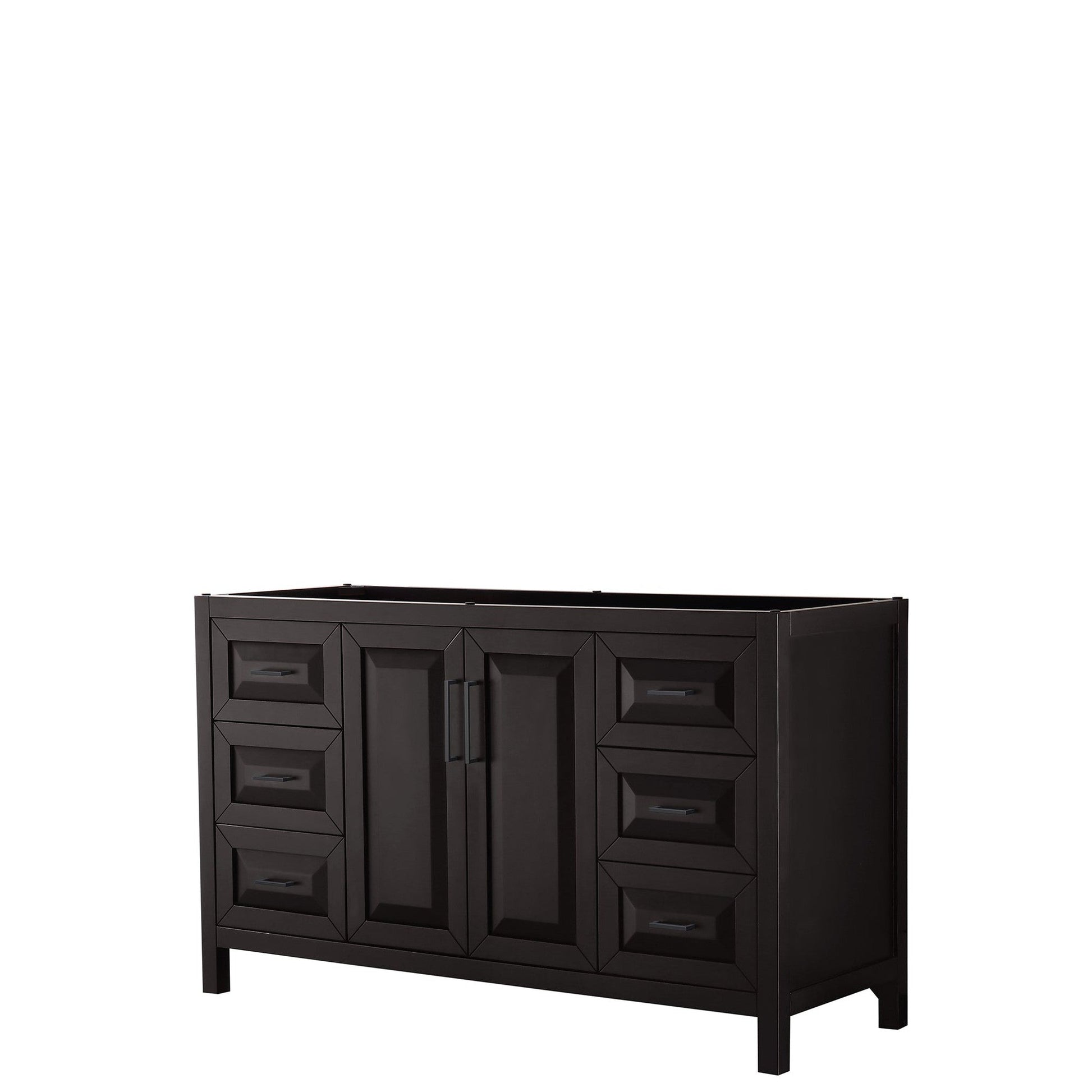 Wyndham Collection Daria 60" Single Bathroom Vanity in Dark Espresso, No Countertop, No Sink, Matte Black Trim