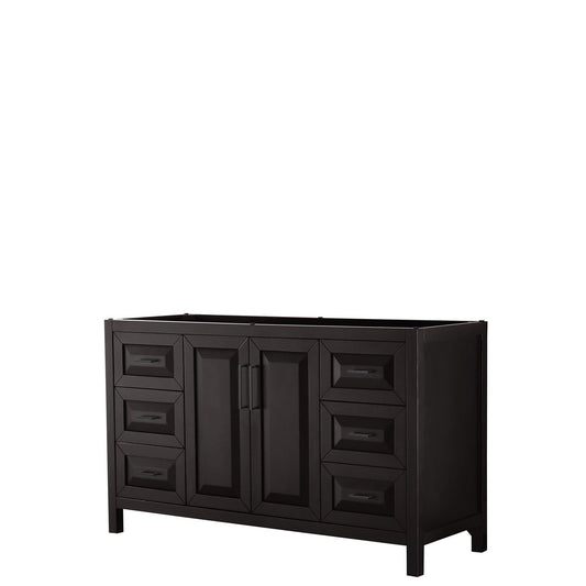 Wyndham Collection Daria 60" Single Bathroom Vanity in Dark Espresso, No Countertop, No Sink, Matte Black Trim