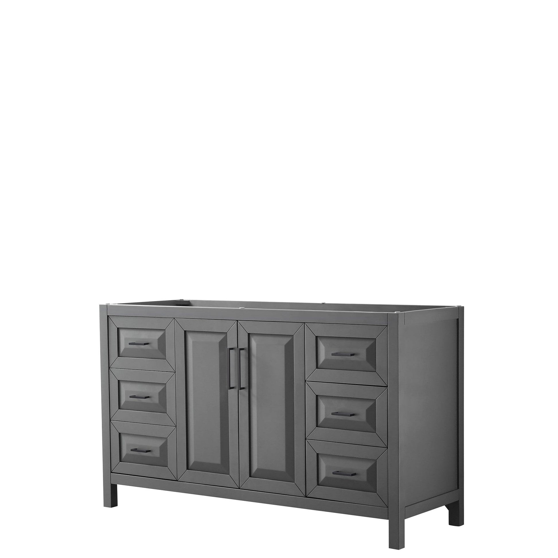 Wyndham Collection Daria 60" Single Bathroom Vanity in Dark Gray, No Countertop, No Sink, Matte Black Trim