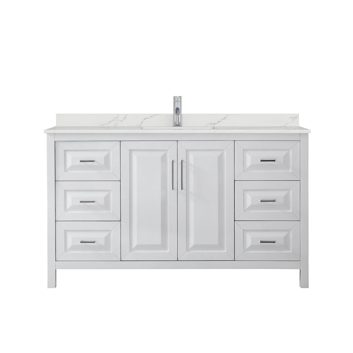 Wyndham Collection Daria 60" Single Bathroom Vanity in White, Giotto Quartz Countertop, Undermount Square Sink (1-Hole), Polished Chrome Trim