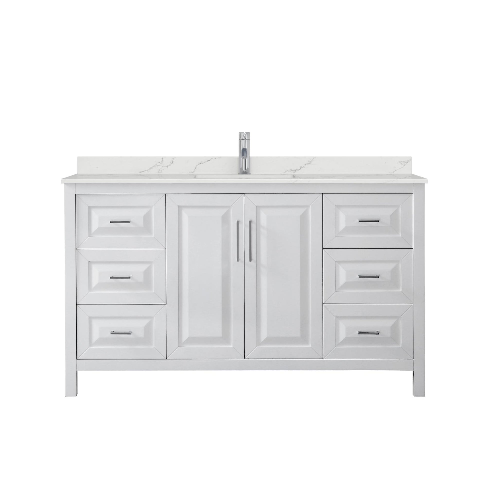 Wyndham Collection Daria 60" Single Bathroom Vanity in White, Giotto Quartz Countertop, Undermount Square Sink (1-Hole), Polished Chrome Trim