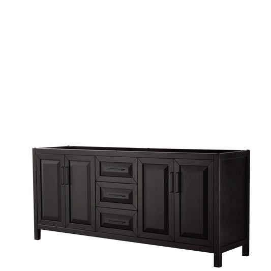 Wyndham Collection Daria 80" Double Bathroom Vanity in Dark Espresso, No Countertop, No Sink, Matte Black Trim