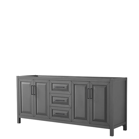Wyndham Collection Daria 80" Double Bathroom Vanity in Dark Gray, No Countertop, No Sink, Matte Black Trim
