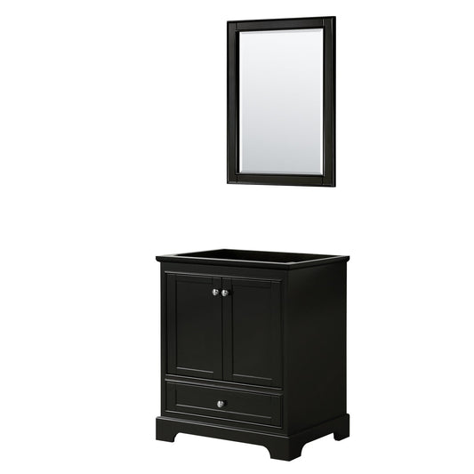 Wyndham Collection Deborah 30" Single Bathroom Vanity in Dark Espresso, No Countertop, No Sink, and 24" Mirror