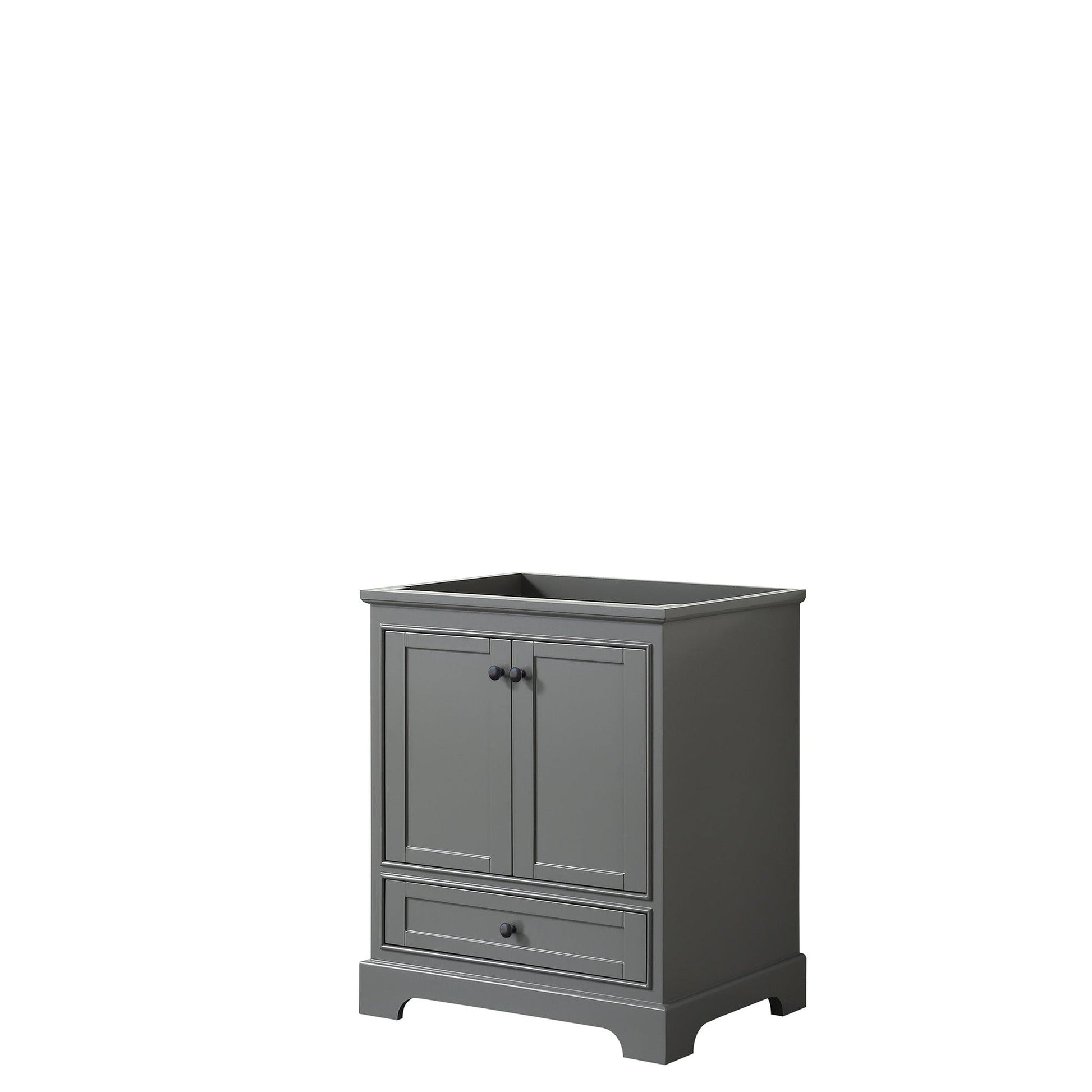 Wyndham Collection Deborah 30" Single Bathroom Vanity in Dark Gray, No Countertop, No Sink, Matte Black Trim
