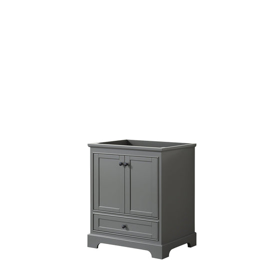 Wyndham Collection Deborah 30" Single Bathroom Vanity in Dark Gray, No Countertop, No Sink, Matte Black Trim
