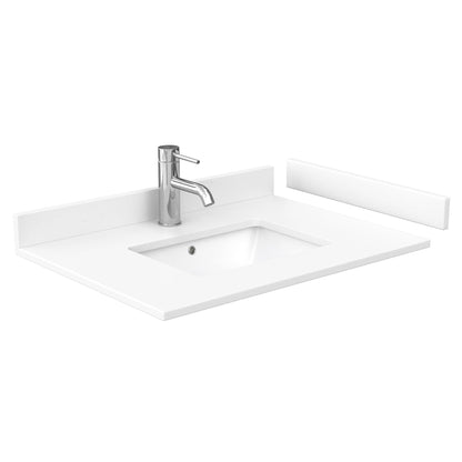 Wyndham Collection Deborah 30" Single Bathroom Vanity in White, White Cultured Marble Countertop, Undermount Square Sink, Brushed Gold Trim, Medicine Cabinet