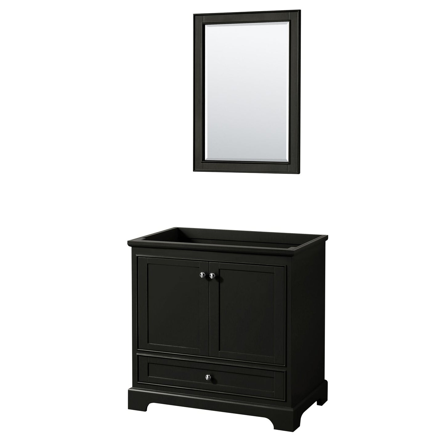 Wyndham Collection Deborah 36" Single Bathroom Vanity in Dark Espresso, No Countertop, No Sink, and 24" Mirror